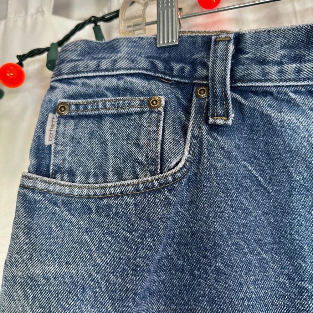 Carhartt B480 DVB Traditional Fit Mens Blue Denim Jeans Streetwear‎ 40x30 FLAWED